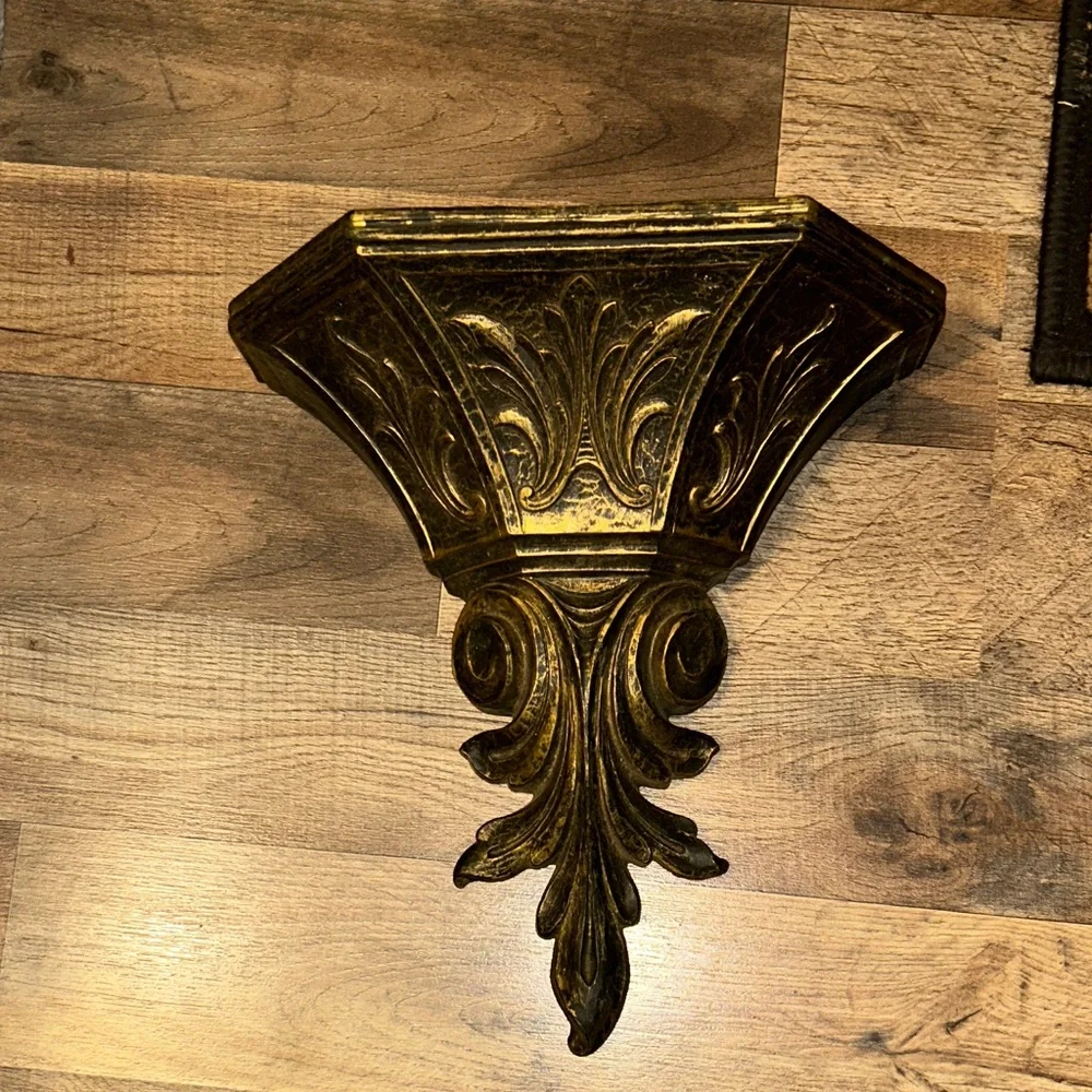 Vintage MCM Hollywood regency Ornate Gold Wall Sconce/ Wall planter